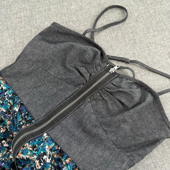 Johnny Martin Dress Spaghetti Straps Zipper Front Gray Teal Blue Small‎ Stretch - Picture 10 of 15